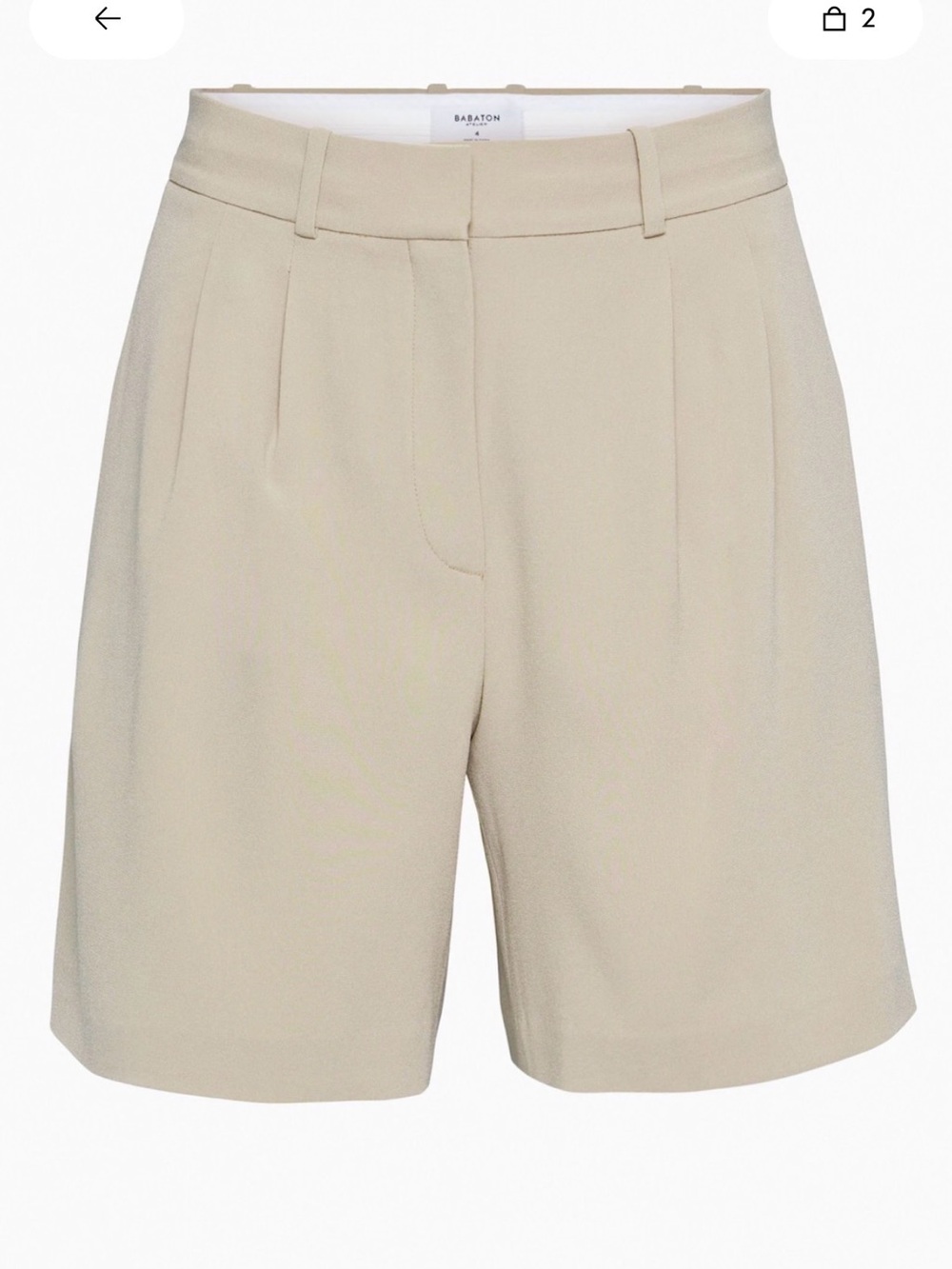 Babaton Beige Pleated 7โ Shorts